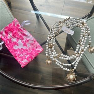 Lilly Pulitzer Gold and White Beaded Necklace